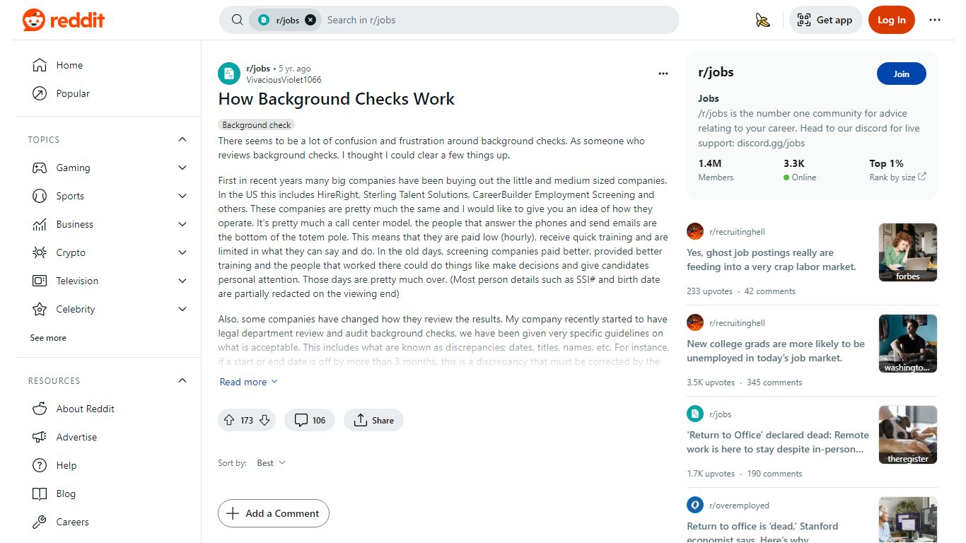 How Background Checks Work : r/jobs - Reddit