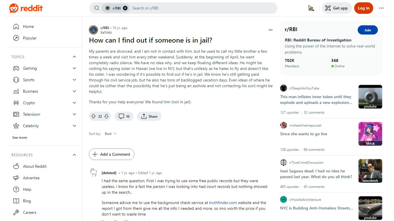 How can I find out if someone is in jail? : r/RBI - Reddit